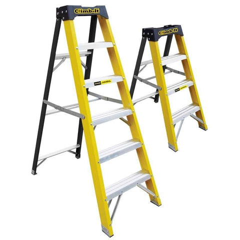 Climb-It Glass Fibre Swingback Stepladders