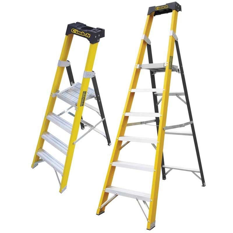 Climb-It Glass Fibre Platform Stepladders - Jaydee Living