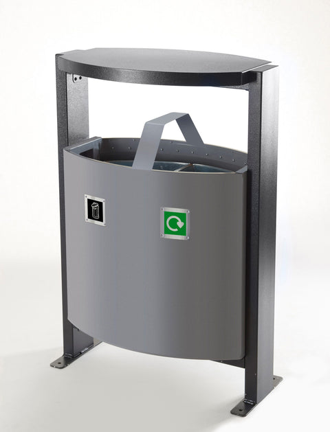2 Compartment Powder Coated External Recycling Bin - 78 Litre