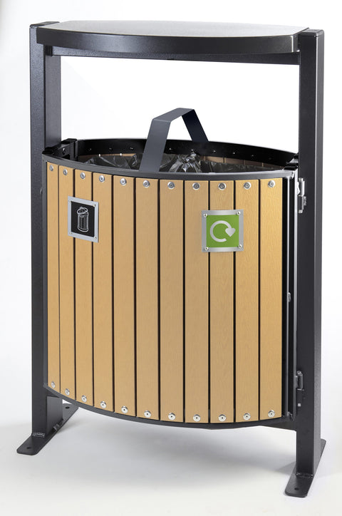 Wood Effect External Recycling Bin - 78 Litre