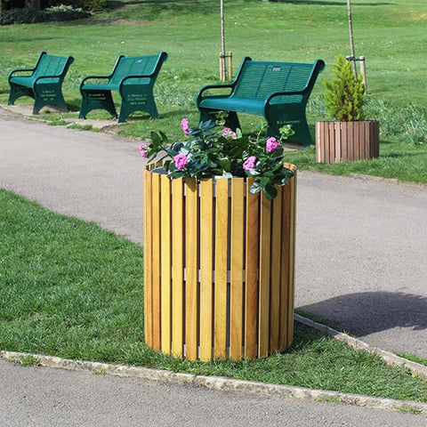 Wycliff Iroko Round Planter