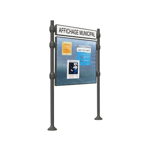 District Signage Support with Polished Steel Top