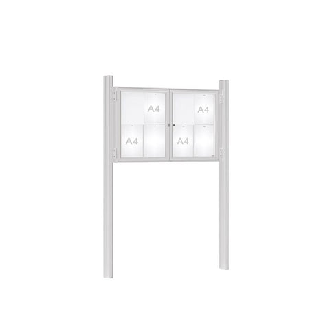 Prestige Twin-Door Outdoor Display Board with Four Posts