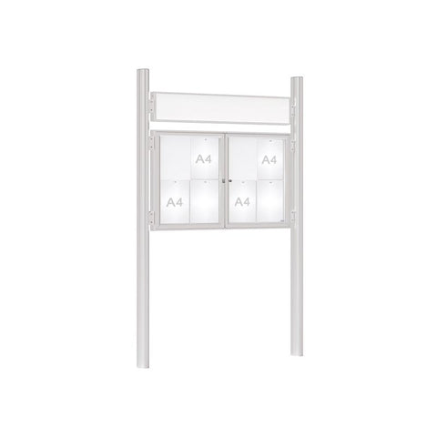 Prestige Twin-Door Outdoor Display Board with Four Posts