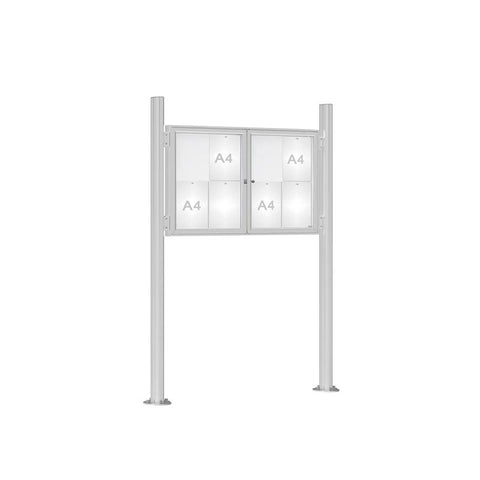 Prestige Twin-Door Outdoor Display Board with Four Posts