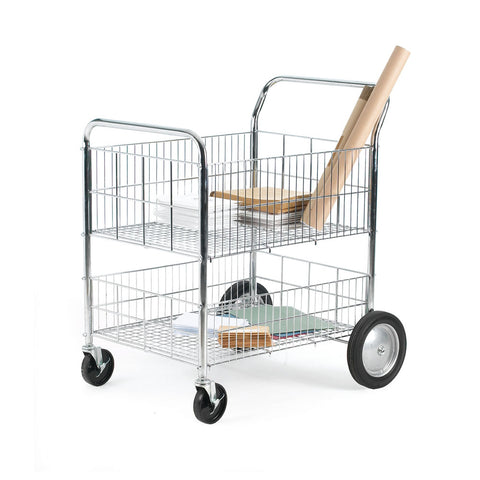 Chrome Plated Wire Tray Trolley with Removable Centre Shelf