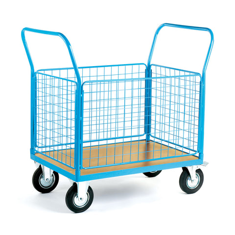 Veneer Platform Trolley with Mesh Sides